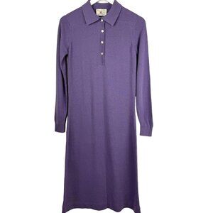 Vintage Jacques De Loux Dress Womens Medium Purple Long Sleeve Polo Cashmere